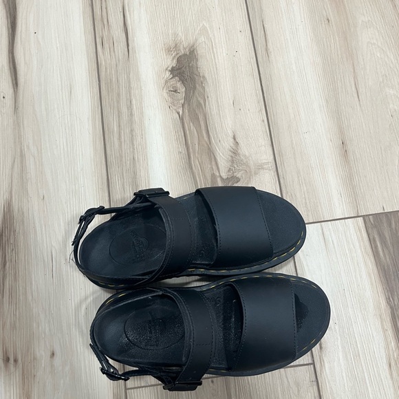 Dr. Martens Black Platform Sandals with Yellow Stitching - Picture 3 of 6